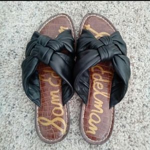 Sam Edelman leather knot slide Garson black sandals
